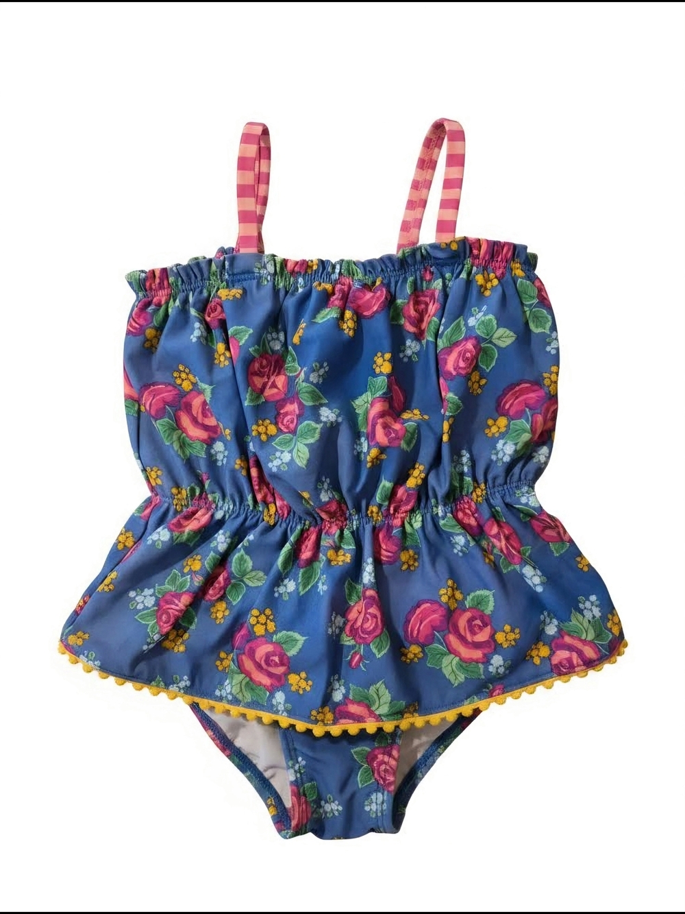 Matilda Jane Blue Floral One-Piece Swimsuit with Pink Straps 12-18M